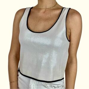 Sequin Pearl Ivory White Top